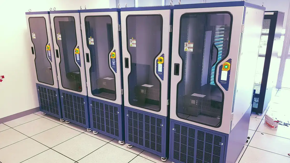 Row of micro datacenter cabinets